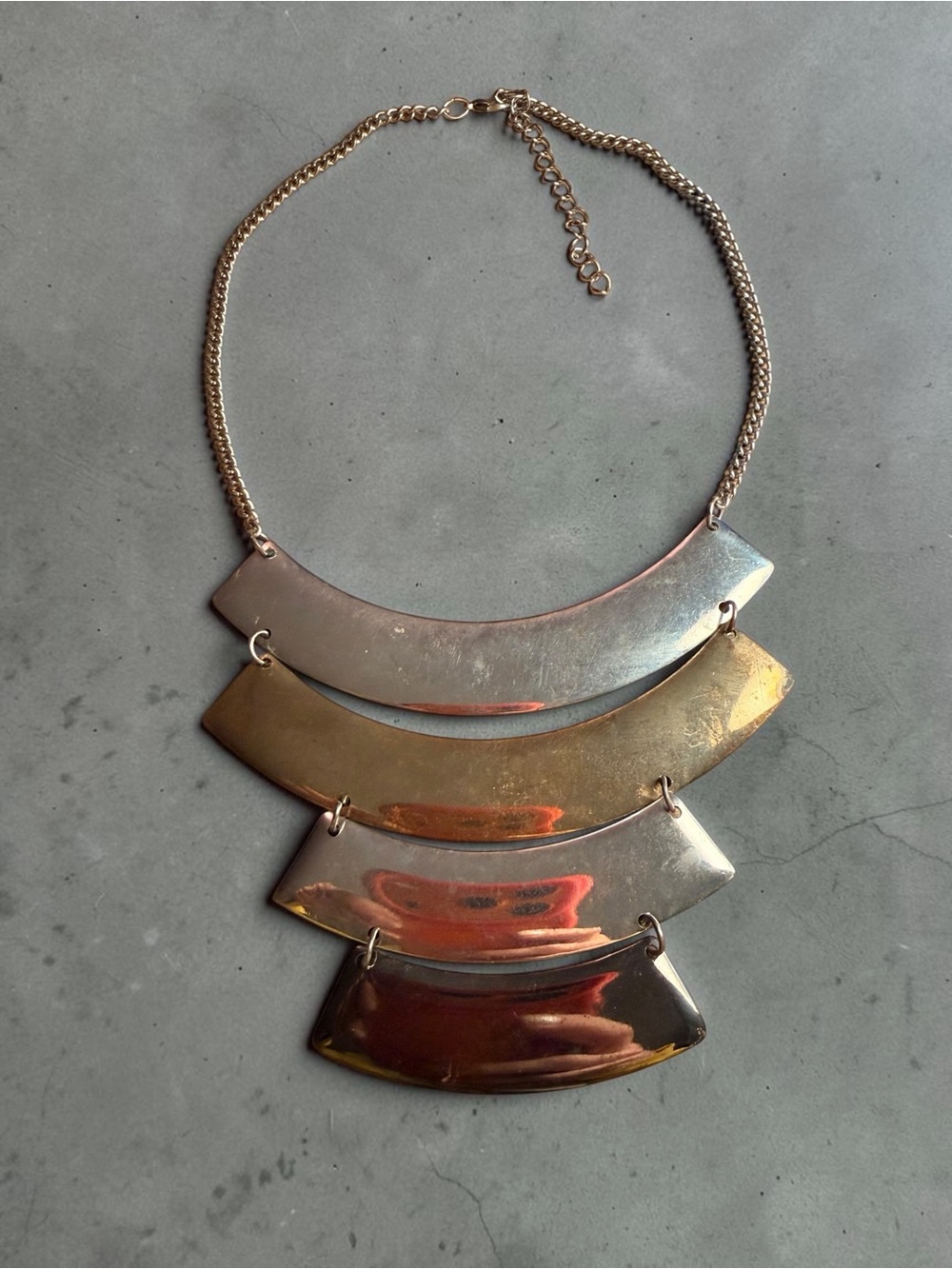 Statement Gold-Tone Layered Bib Necklace